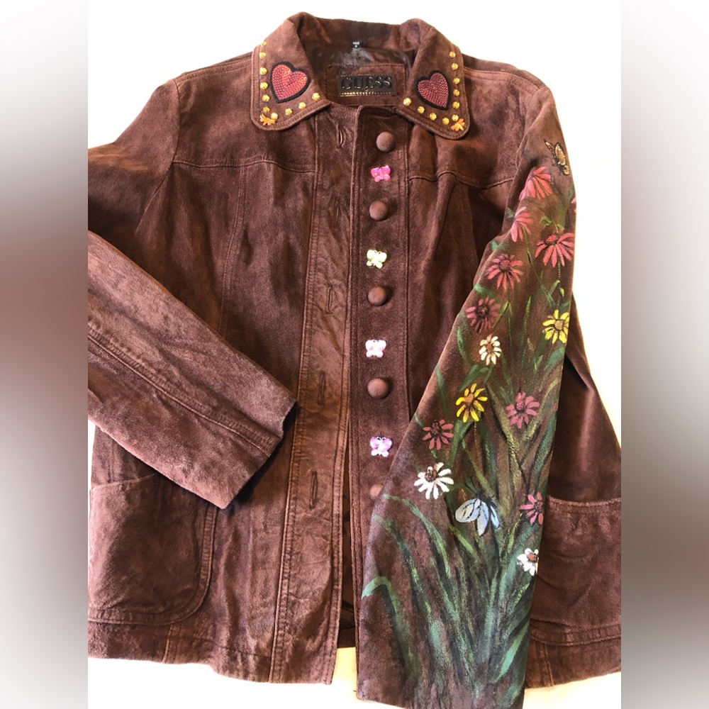 Vintage Guess Suede Leather Jacket Large